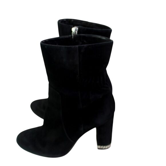 Michael Michael Kors BLACK REAL LEATHER SUEDE HIGH HEEL ROUND TOE ANKLE BOOTS 7M - Picture 9 of 16